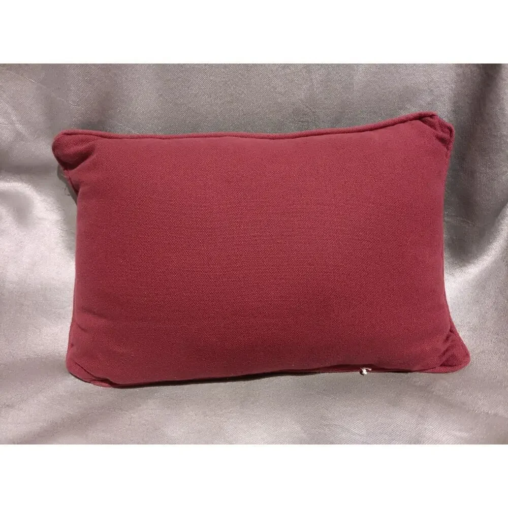 Christmas Holiday Throw Pillow Joy Red Cream Blue Green Rustic Decor 12x8.5
